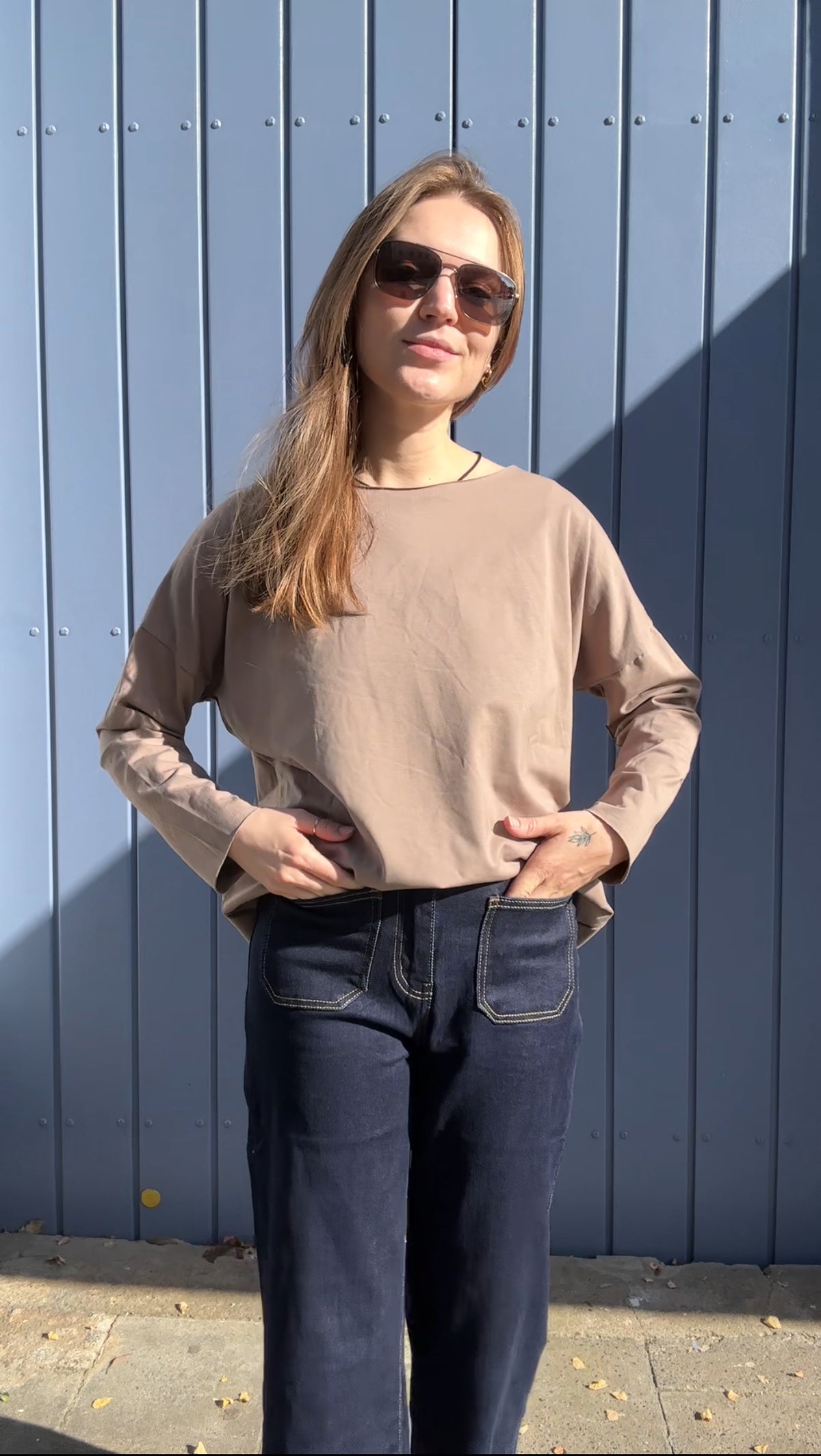 Basic Shirt Sandra in Taupe