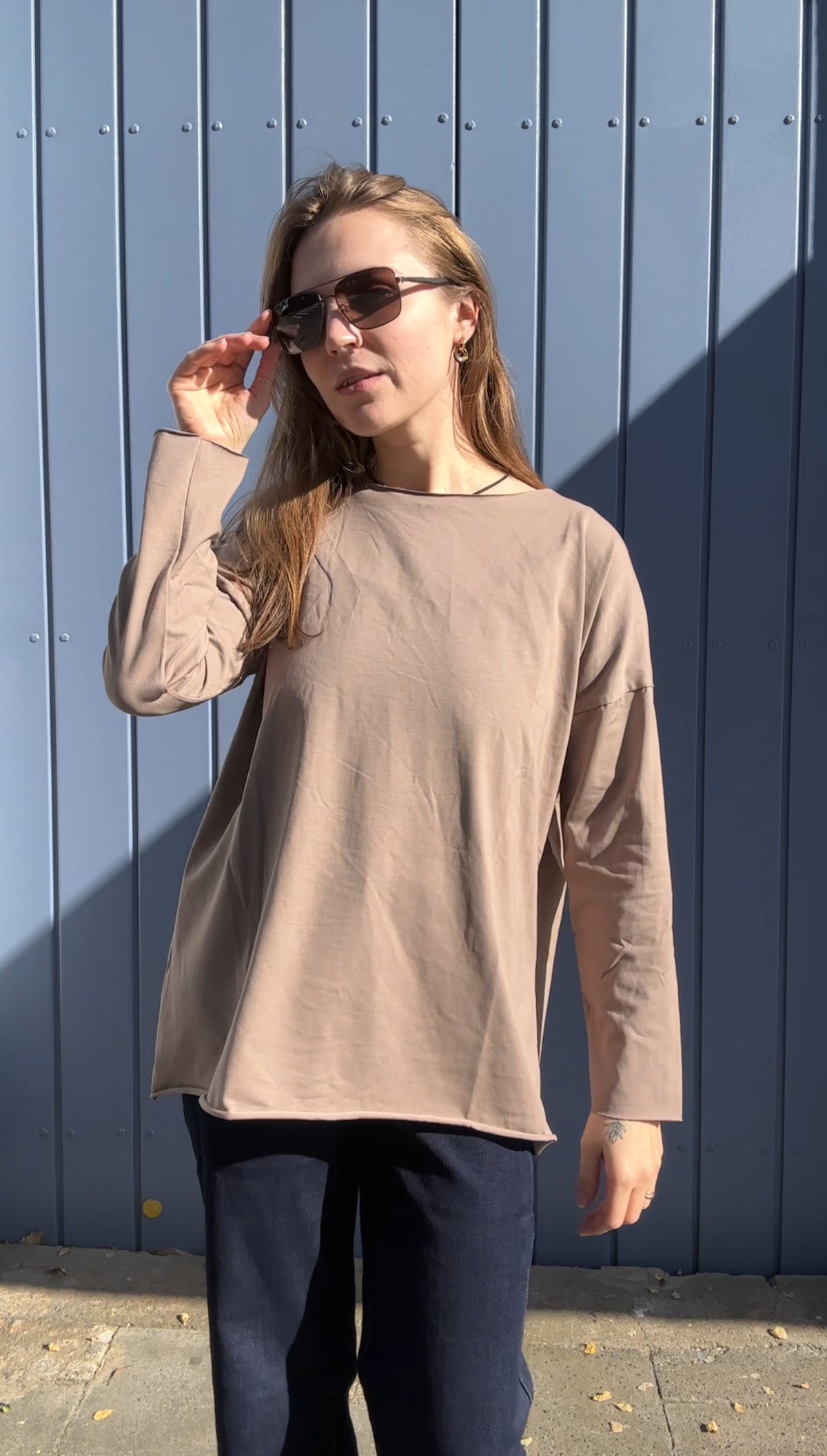 Basic Shirt Sandra in Taupe