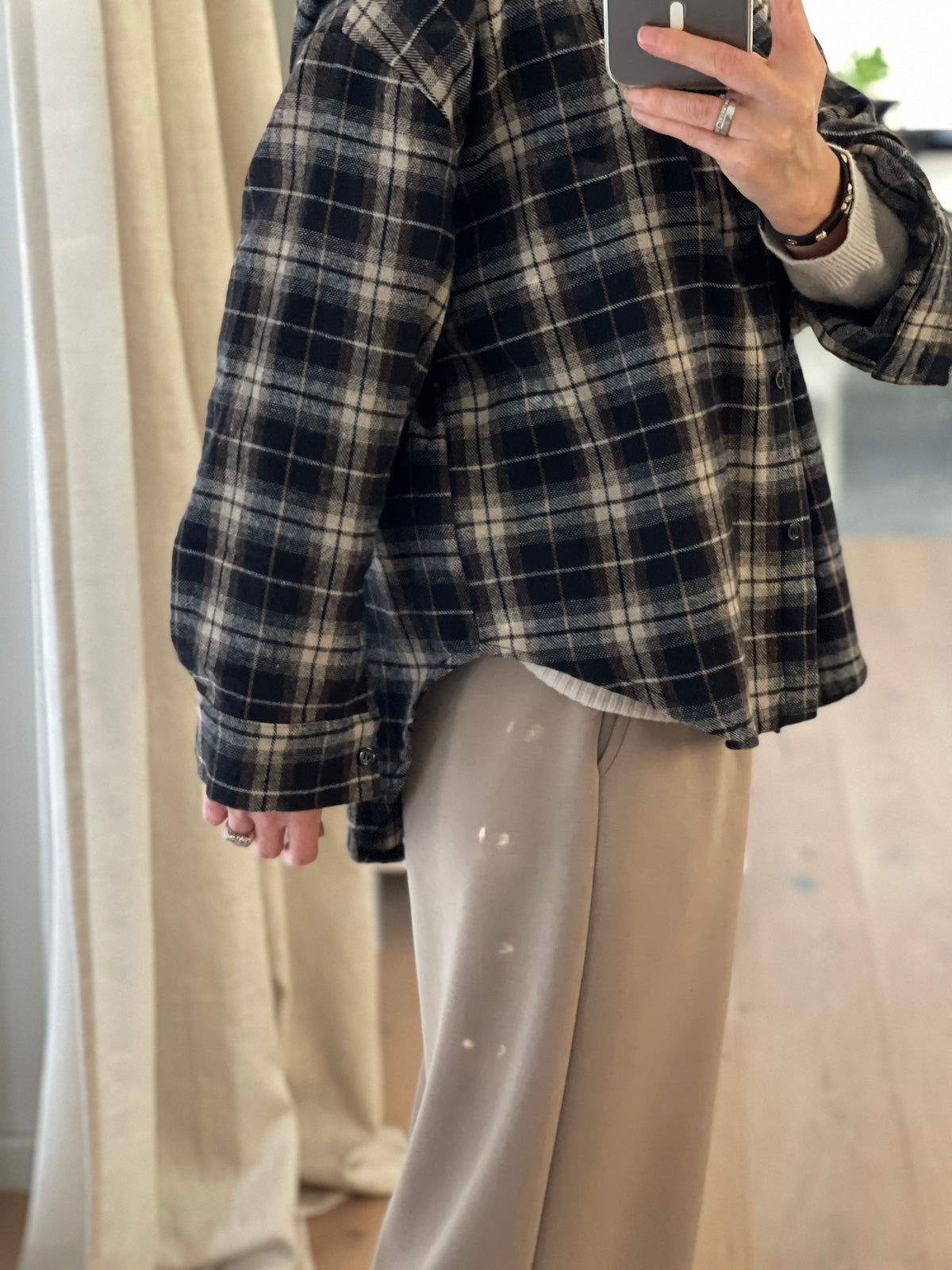 Hemd Jane in Karo Dunkelgrau, Braun und Beige