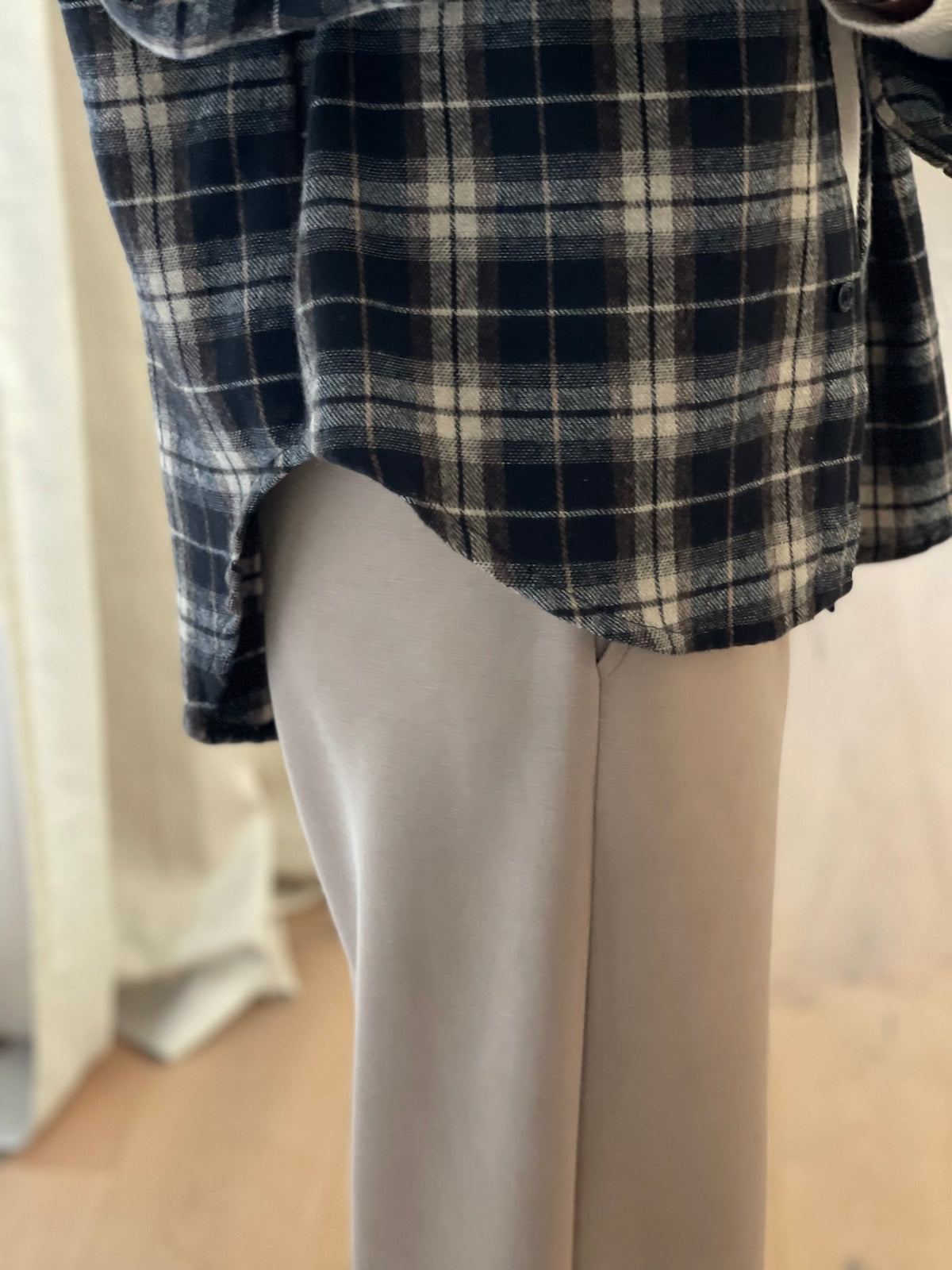 Hemd Jane in Karo Dunkelgrau, Braun und Beige