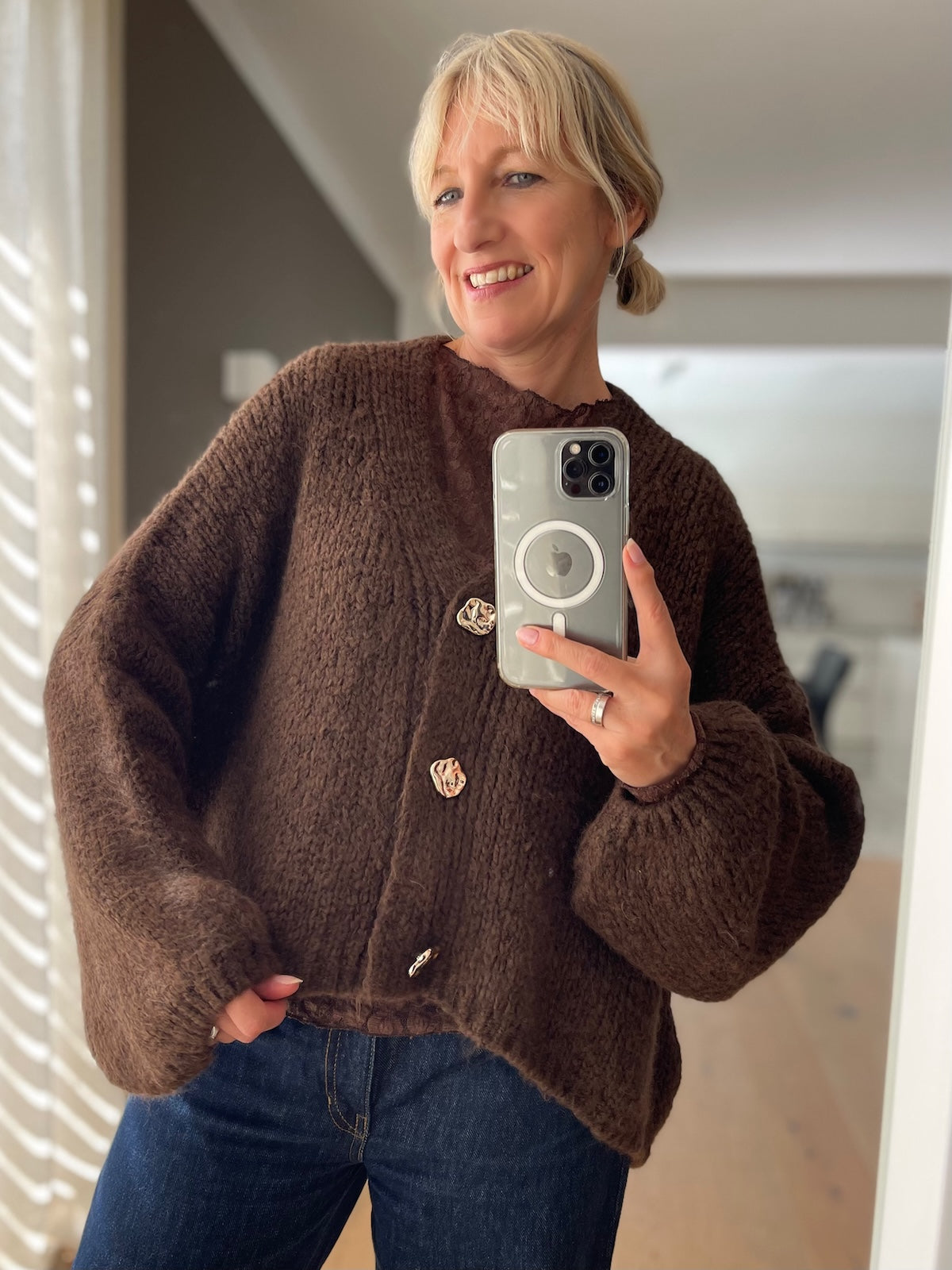 Strick Cardigan Cleo in Braun