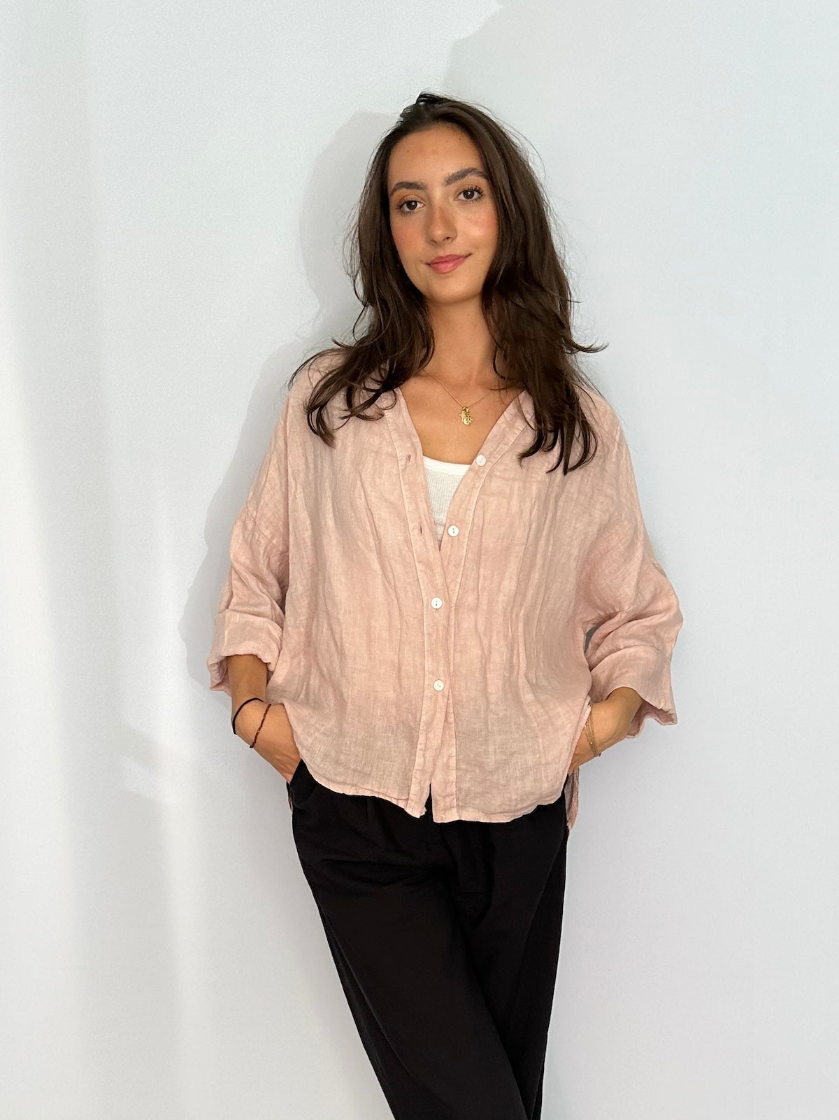 Bluse Aria in Leinen in Rose