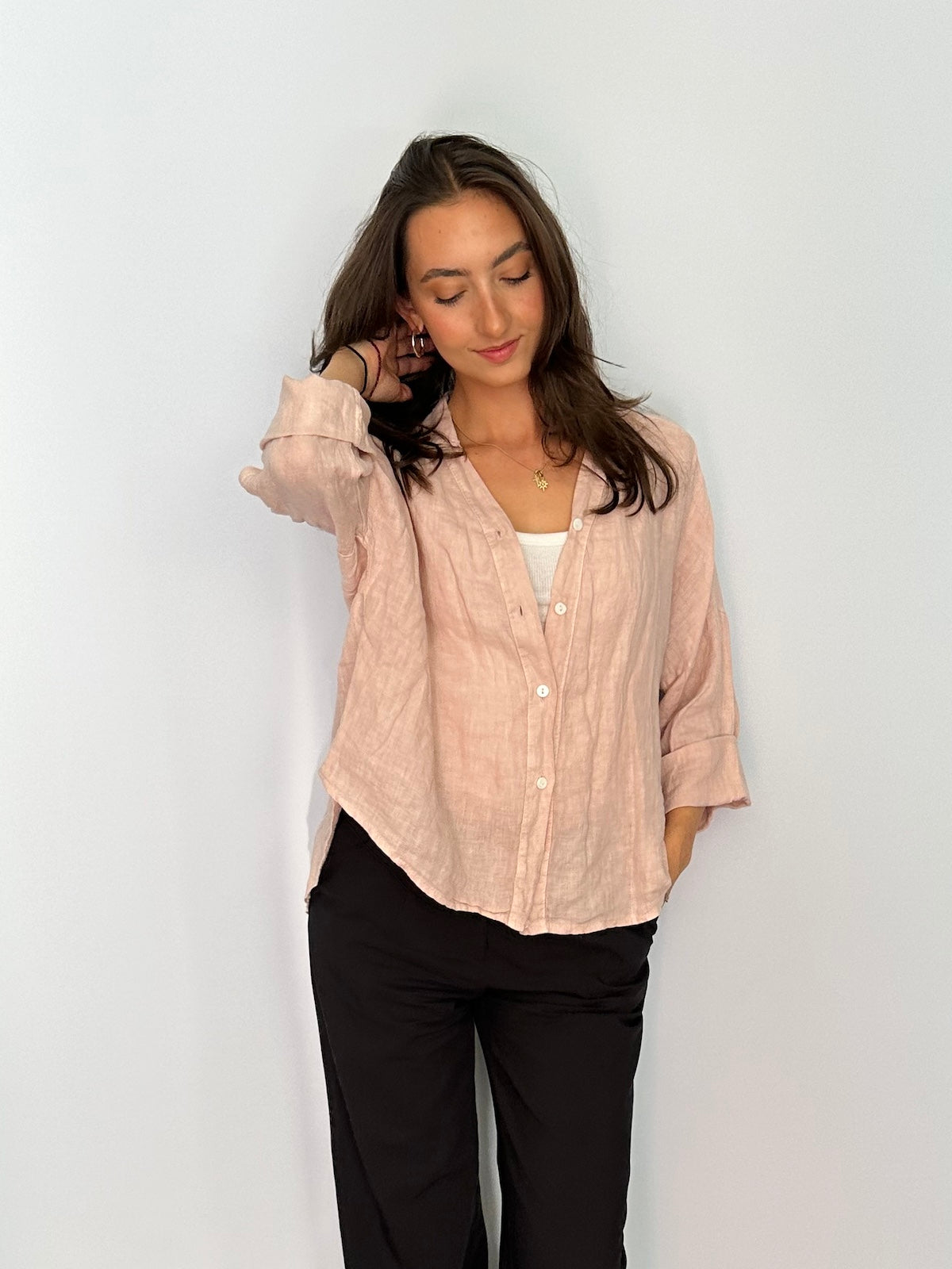 Bluse Aria in Leinen in Rose