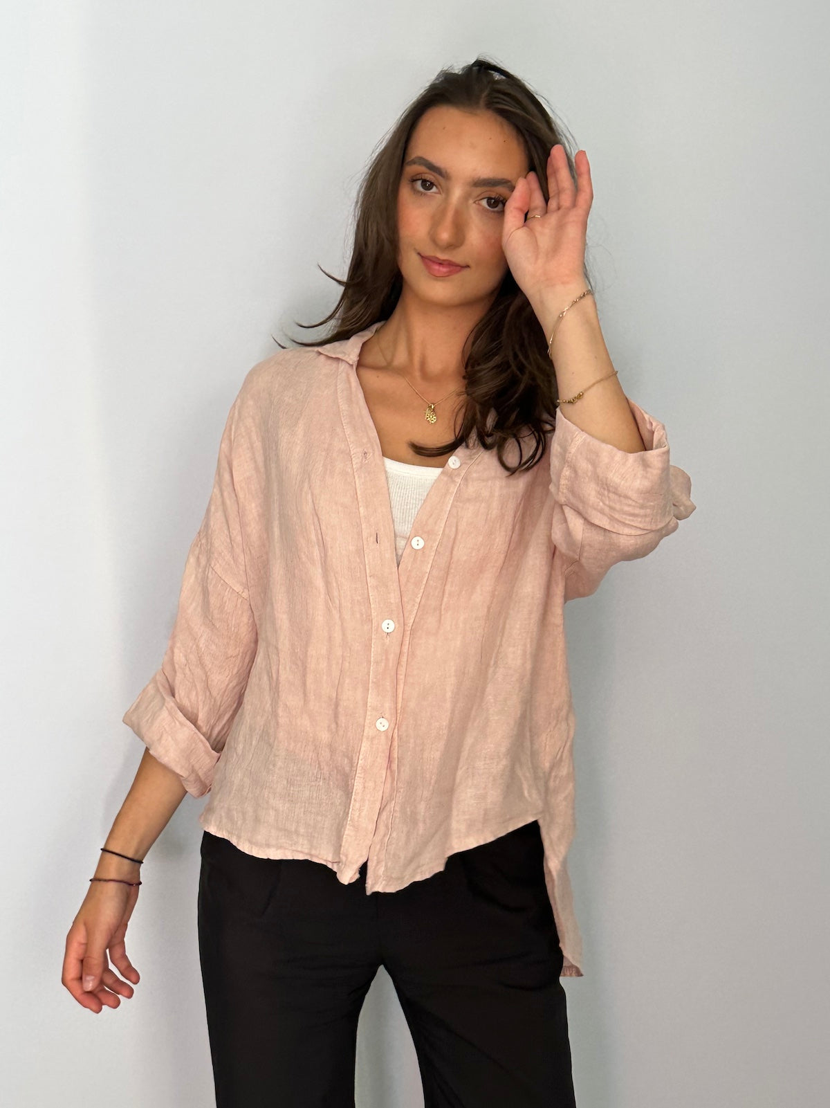 Bluse Aria in Leinen in Rose