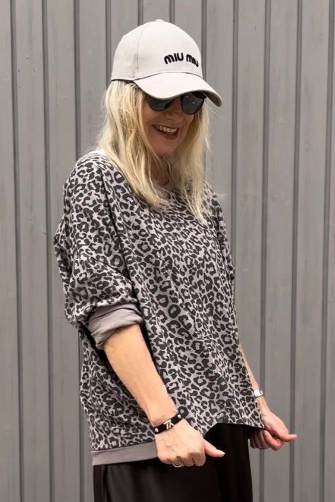 Sweatshirt Kate in Leo Taupe
