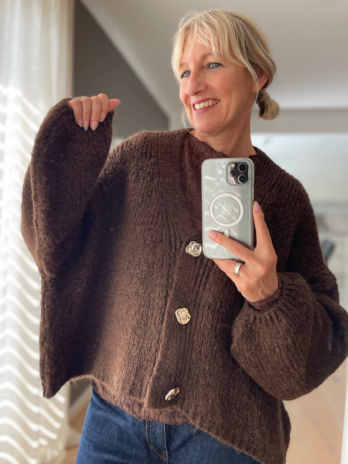Strick Cardigan Cleo in Braun