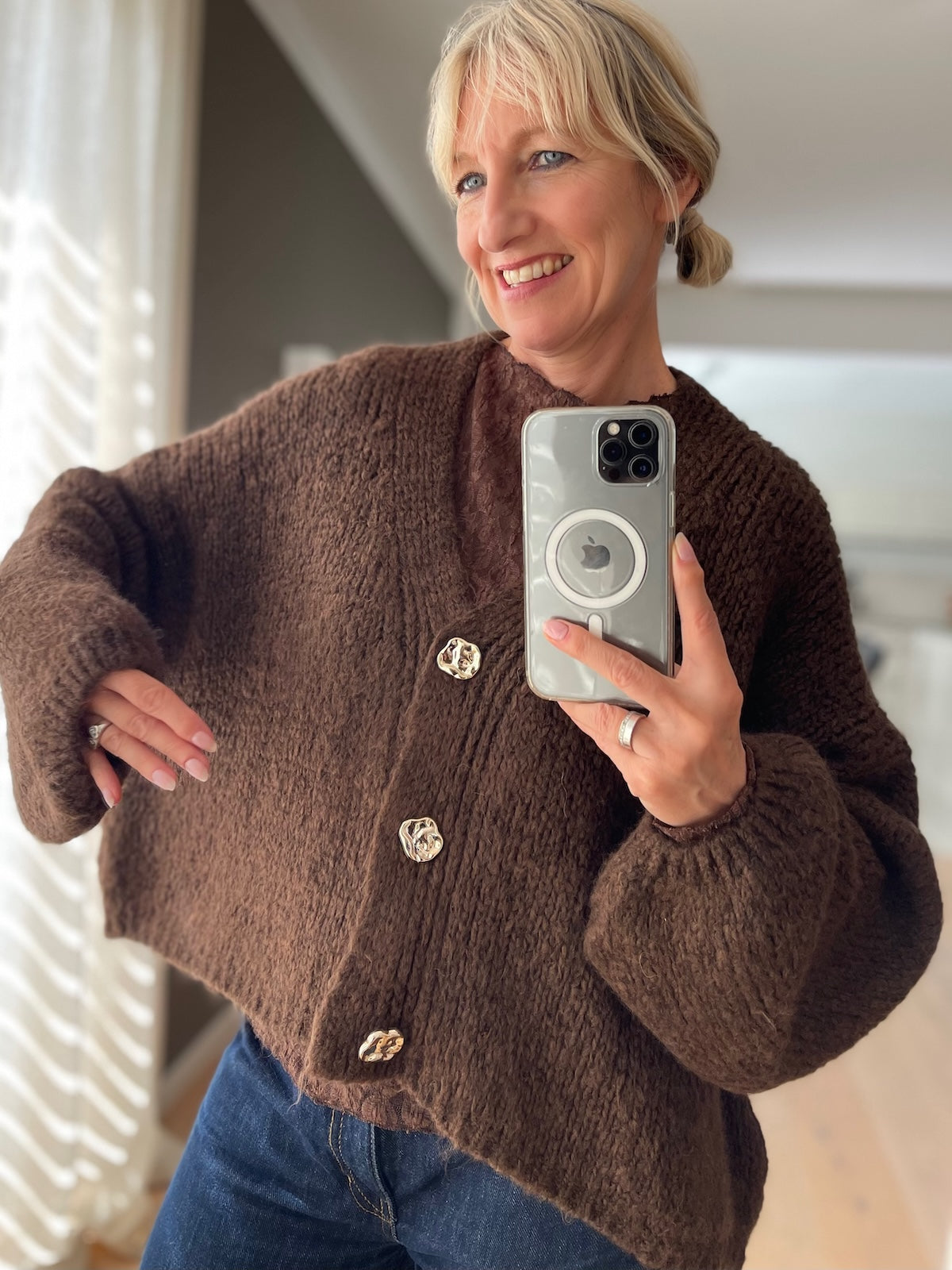 Strick Cardigan Cleo in Braun