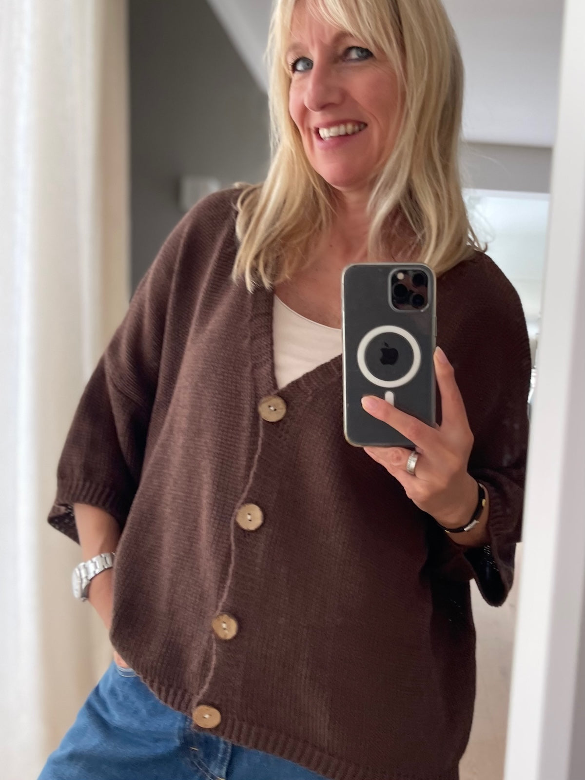 Strick Cardigan Daisy in Braun